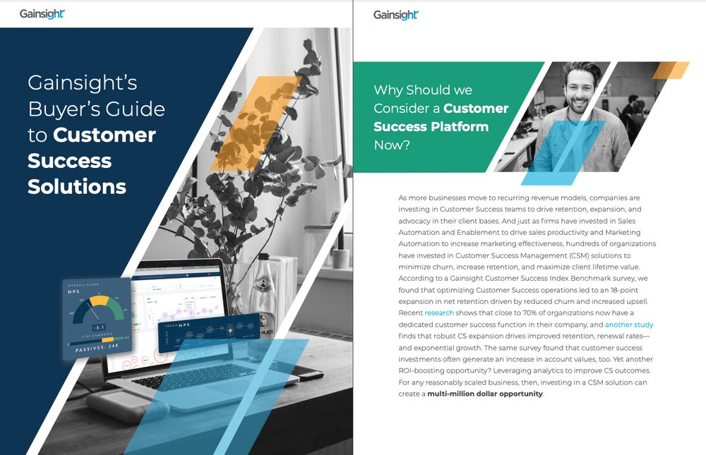 Cover of Gainsight's Buyer's Guide to Customer Success Solutions